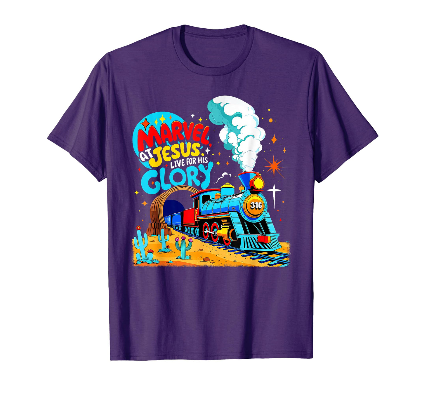 Marvel at Jesus Train Theme Christian VBS 2025 T-Shirt