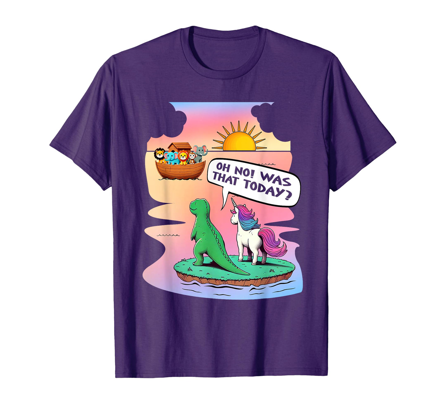 Noah Ark Unicorn Dinosaur Christian Jesus Catholics Bible T-Shirt