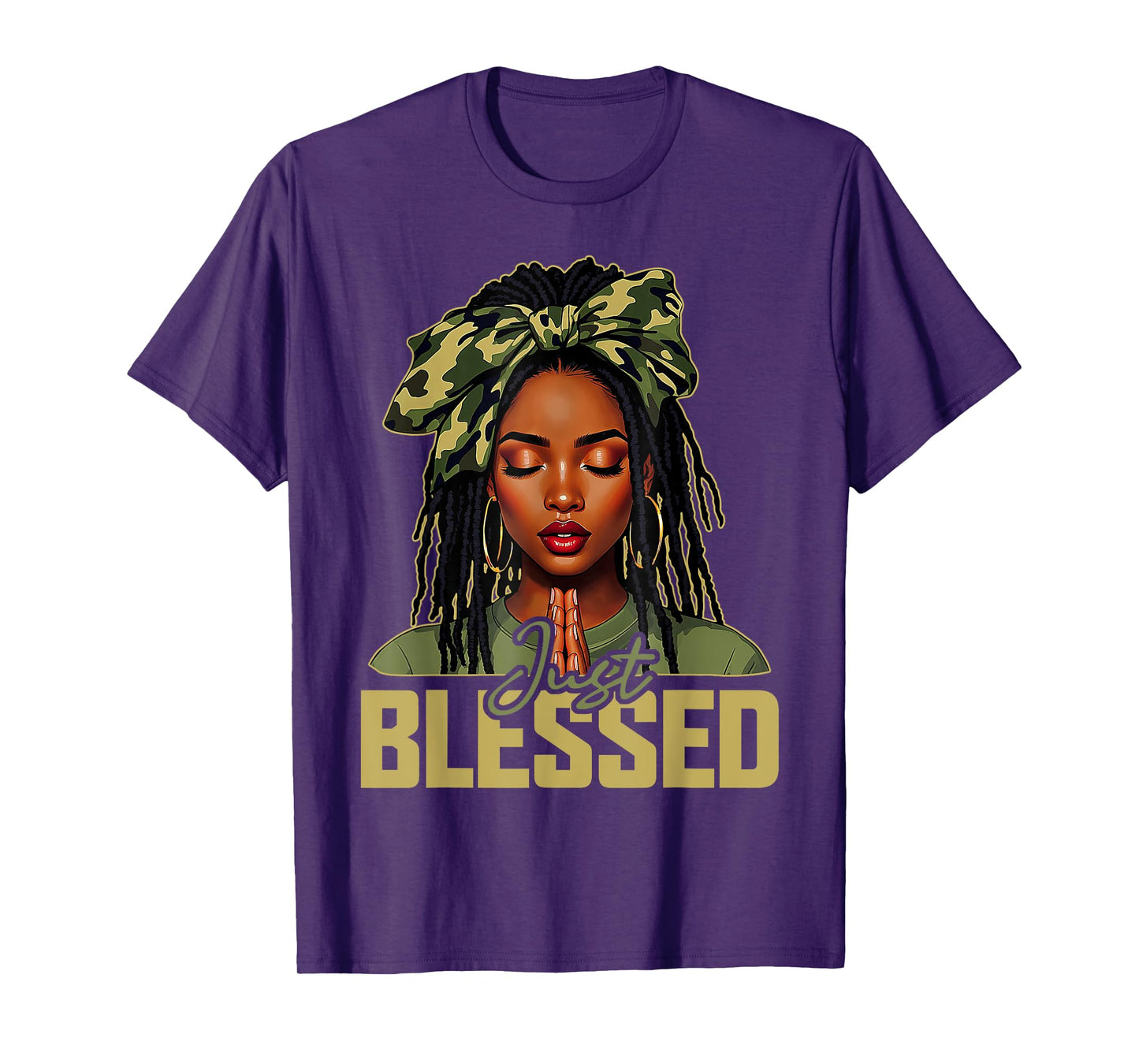 Blessed Black Woman Praying African Christian Camouflage T-Shirt