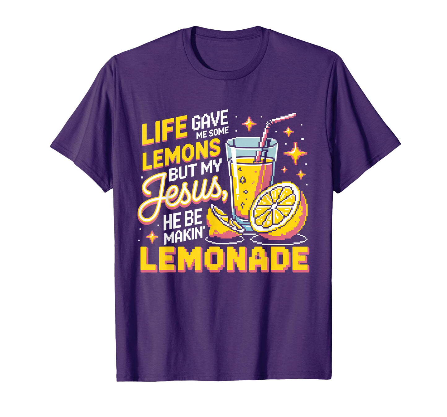Funny Christian Pixel Retro Jesus Lemonade 8Bit Life Lemons T-Shirt