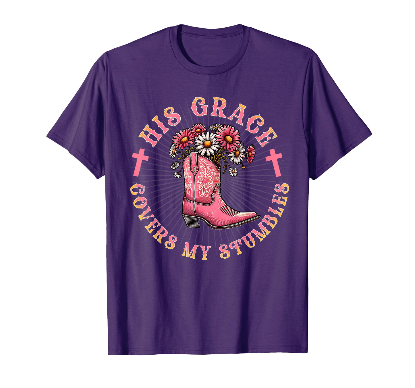 Funny Christian Cowgirl Boot Verse Western Jesus Faith Grace T-Shirt