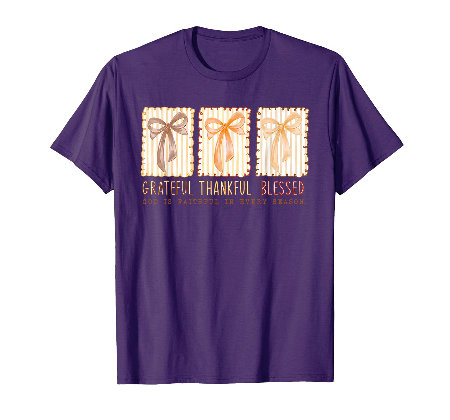 Grateful Thankful Blessed God's Faithful Christian Faith Bow T-Shirt