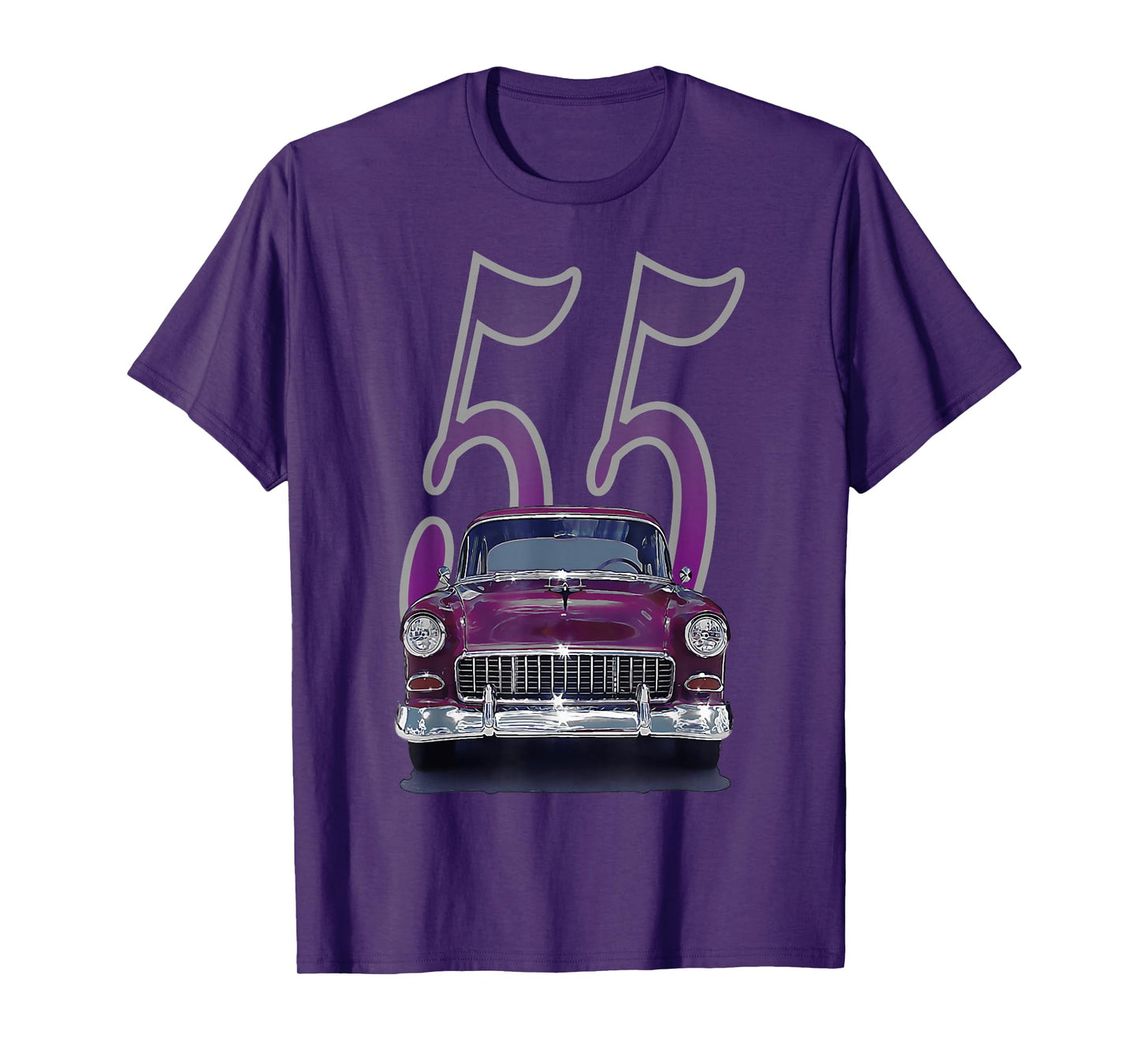 1955 55 chevys bel air classic vintage muscle car front view T-Shirt