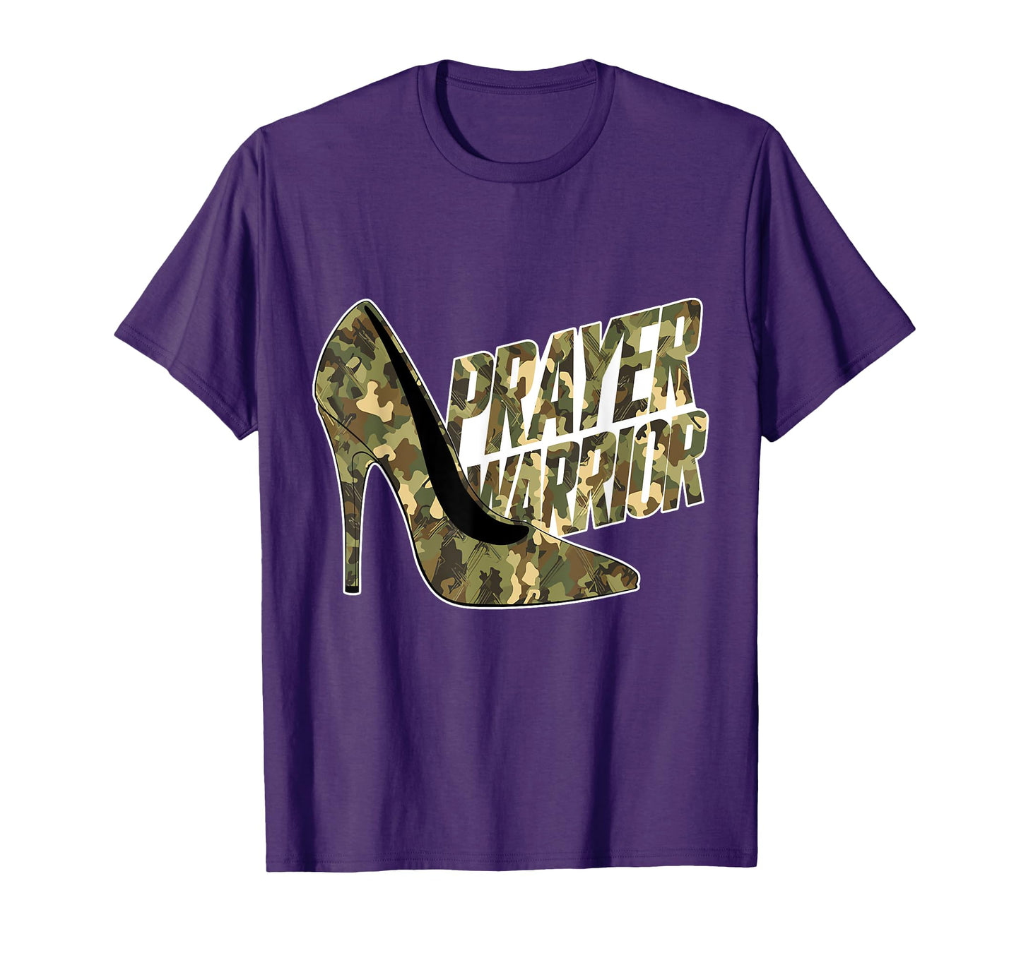 Camo Heels Prayer Warrior God Jesus Christian Faith Women T-Shirt