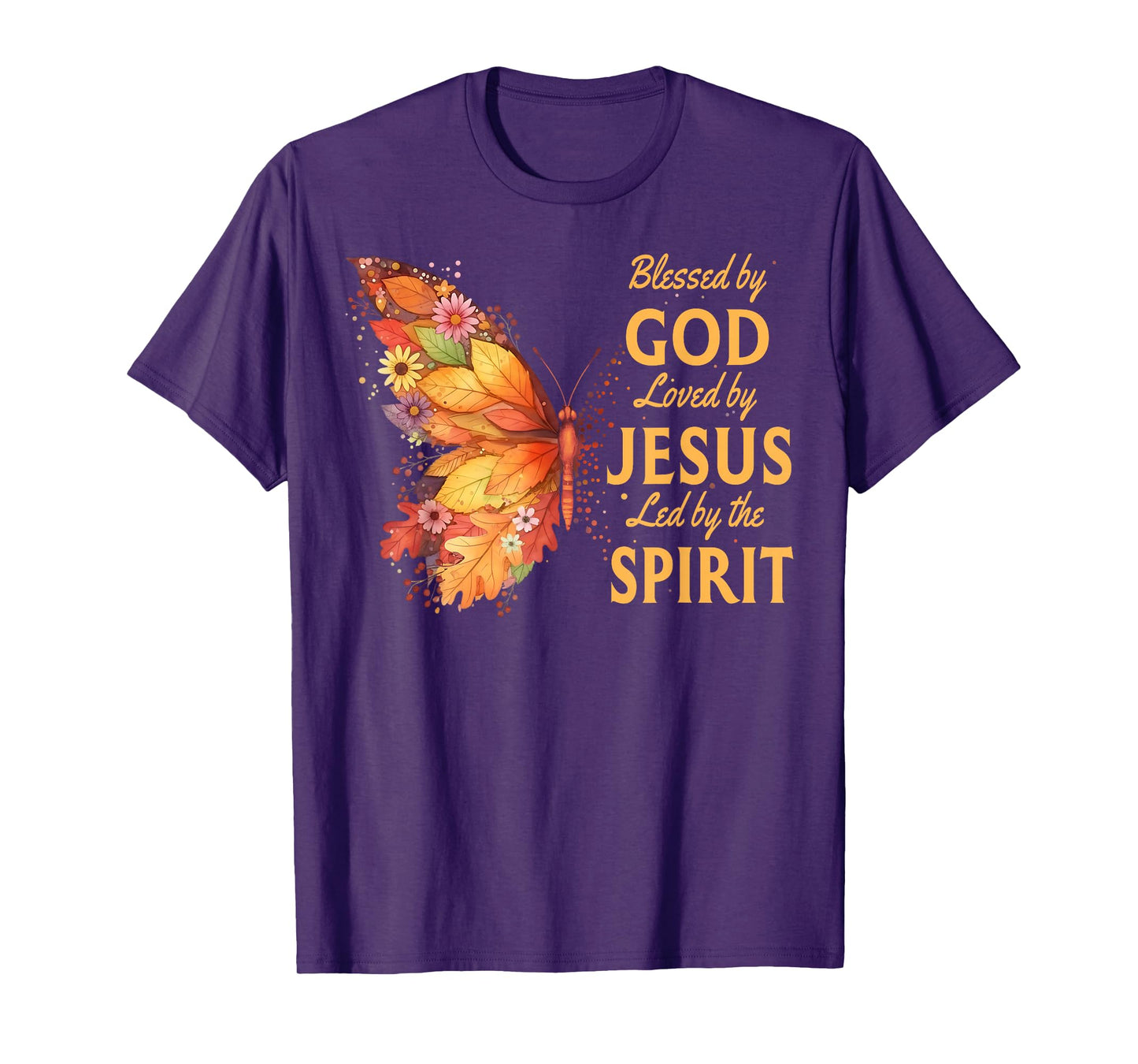 Blessed by God Loved by Jesus Fall Butterfly Christian T-Shirt
