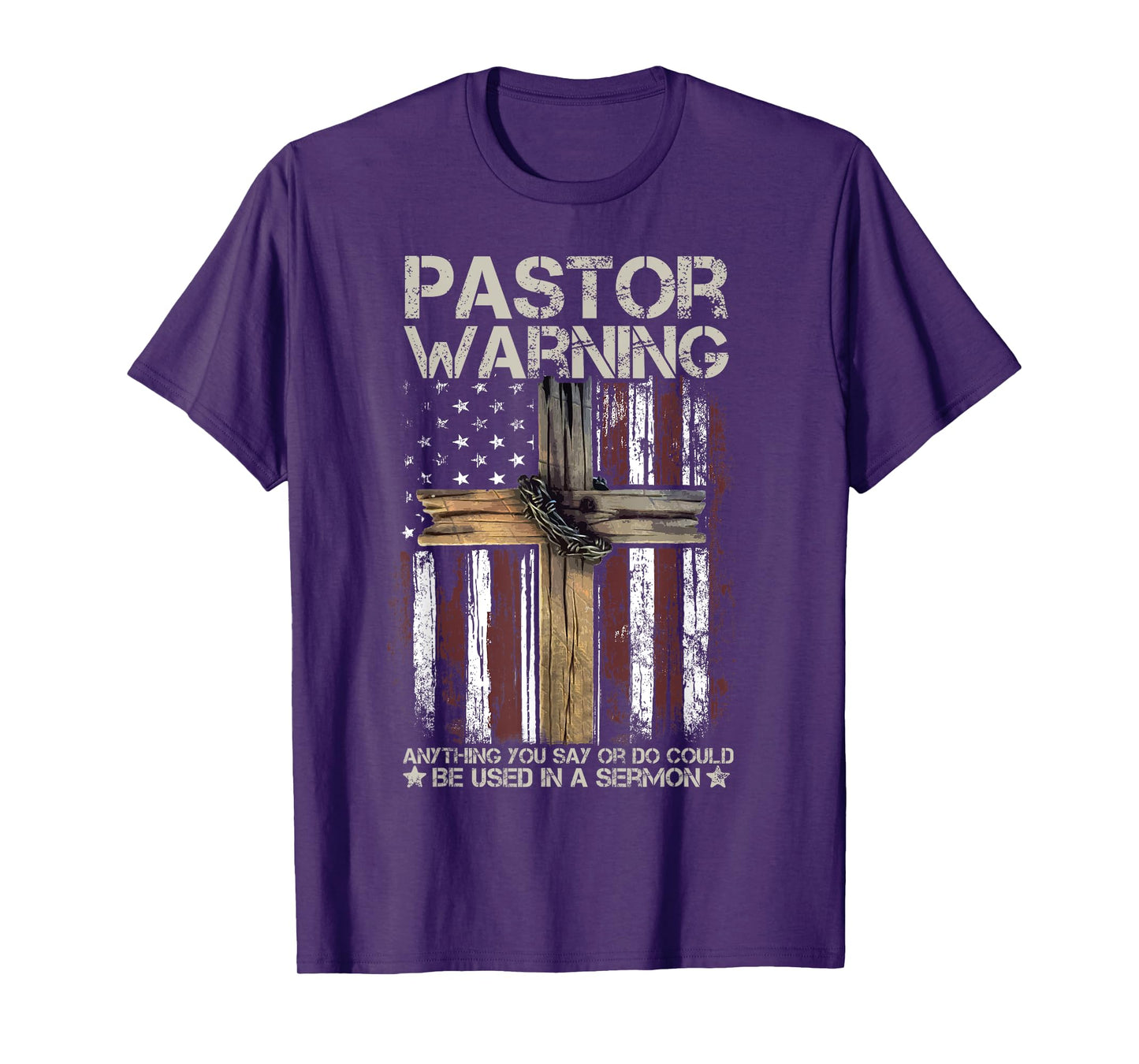 Christian Cross USA American Flag Pastor Warning Women Men T-Shirt