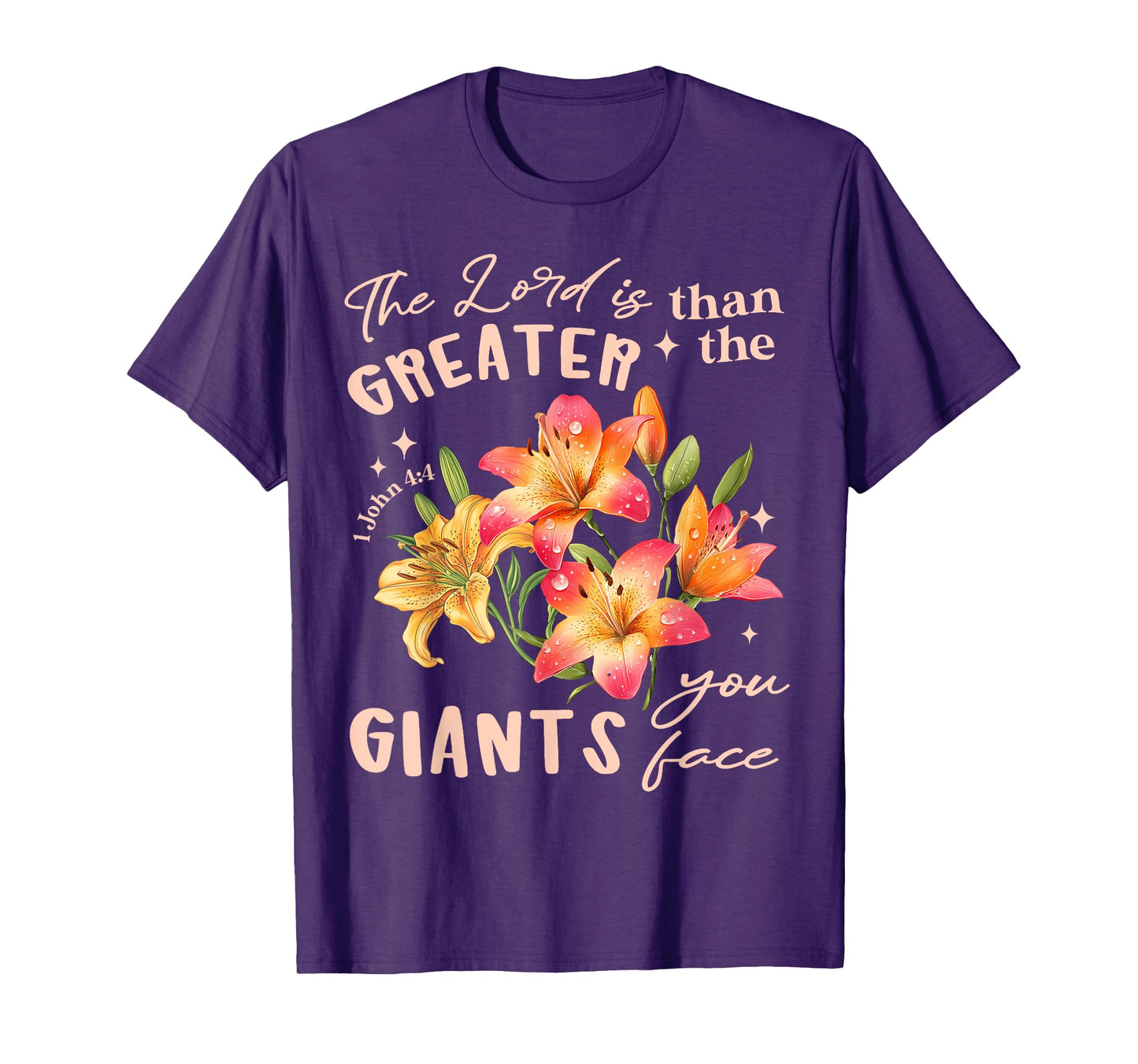The Lord is Greater Floral Christian Jesus Faith Catholic T-Shirt