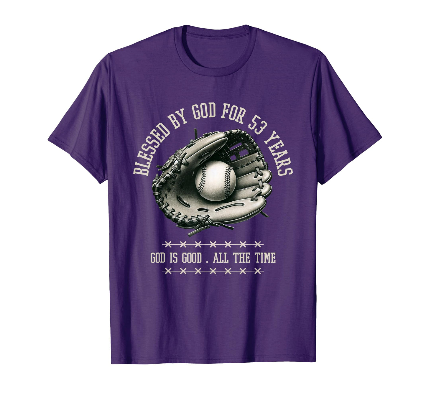 Blessed by God for 53 Years Old Baseball 53rd Birthday Gifts T-Shirt