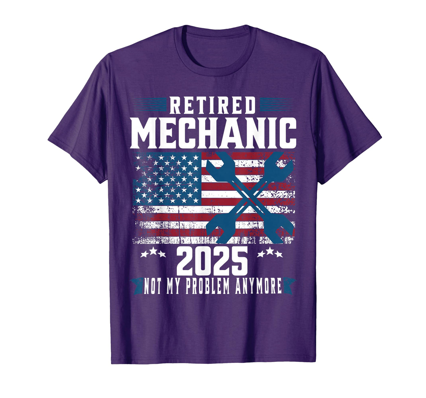 Retirement 2025 Mechanic Auto Repairman American Flag Funny T-Shirt