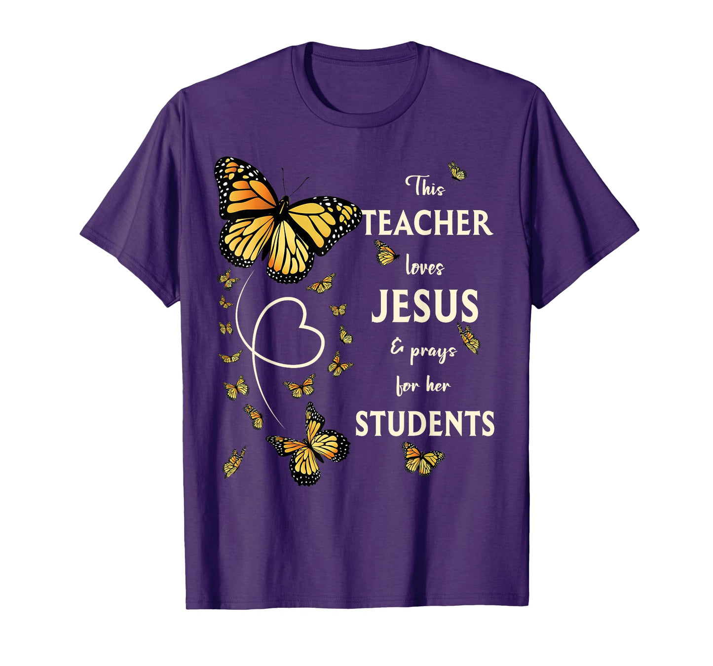 Christian Butterfly This Teacher Loves Jesus And Prays T-Shirt