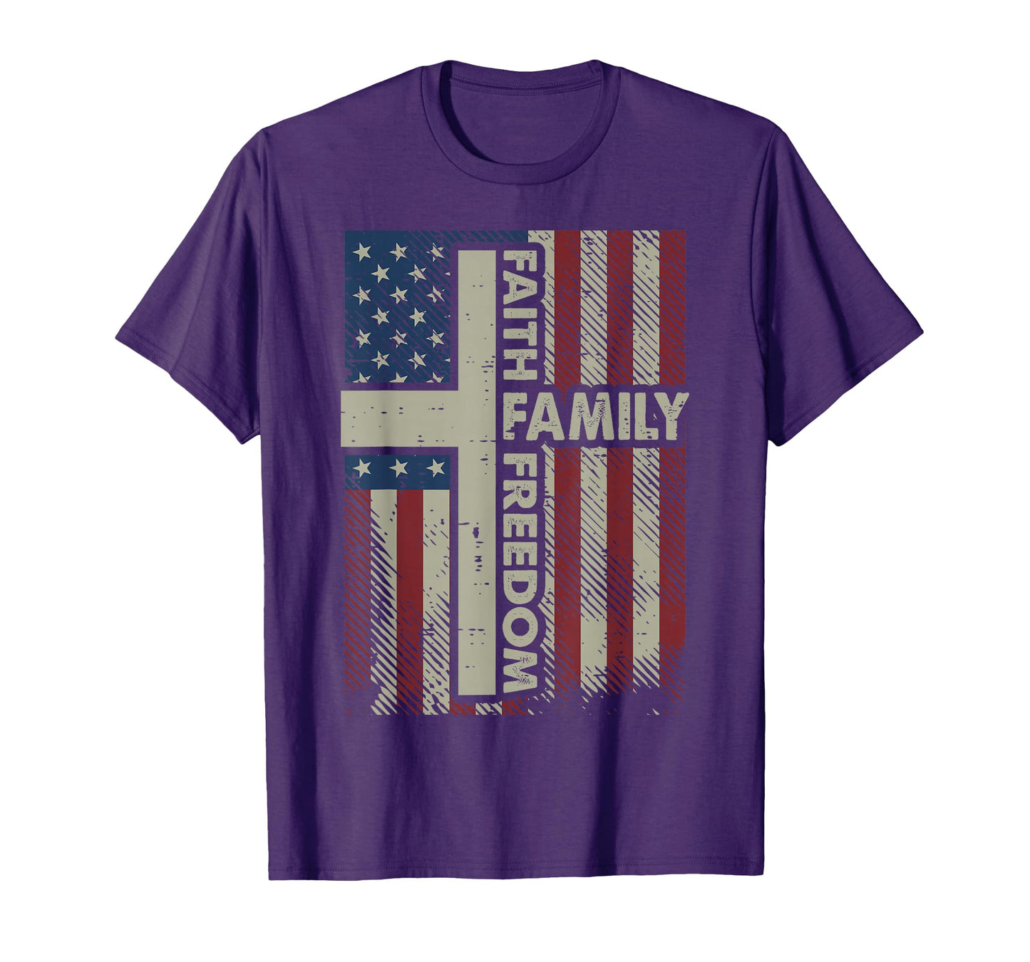 Faith US Flag Christian Religious God Jesus Men Women Kids T-Shirt