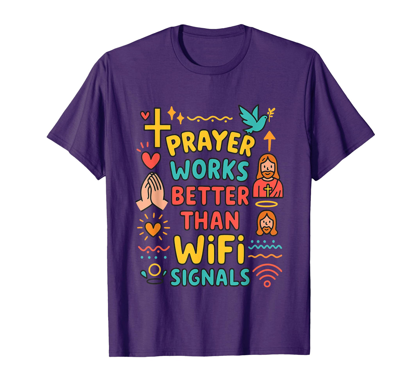 Faith Over WiFi Humor Christian Humor Prayer Quote Boys Kids T-Shirt