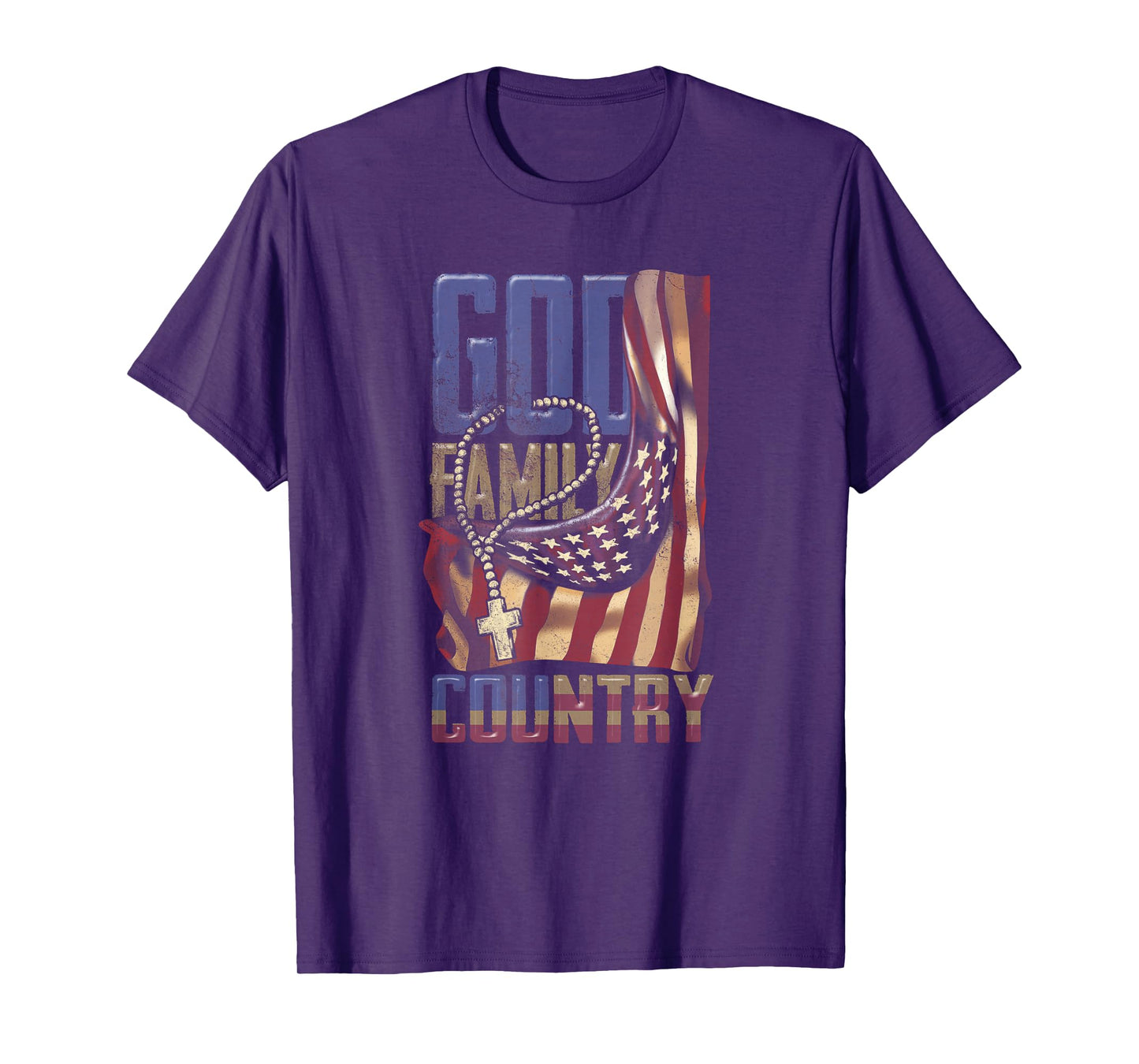 God Family Country US Flag Patriotic Christian Jesus T-Shirt