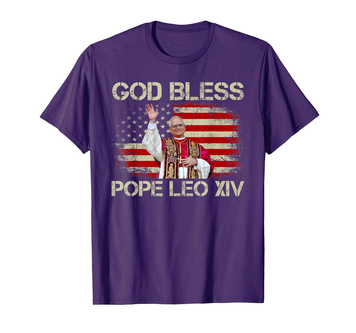 God Bless Pope Leo XIV Cardinal Robert Prevost American Flag T-Shirt