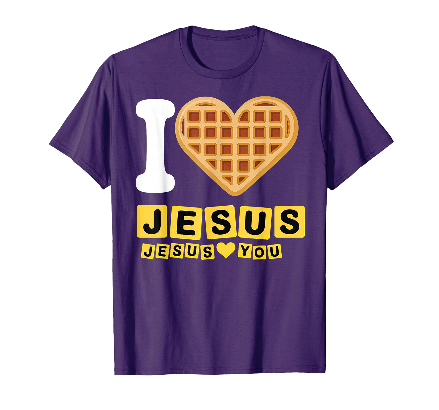 I Love Jesus Waffle Heart T-Shirt