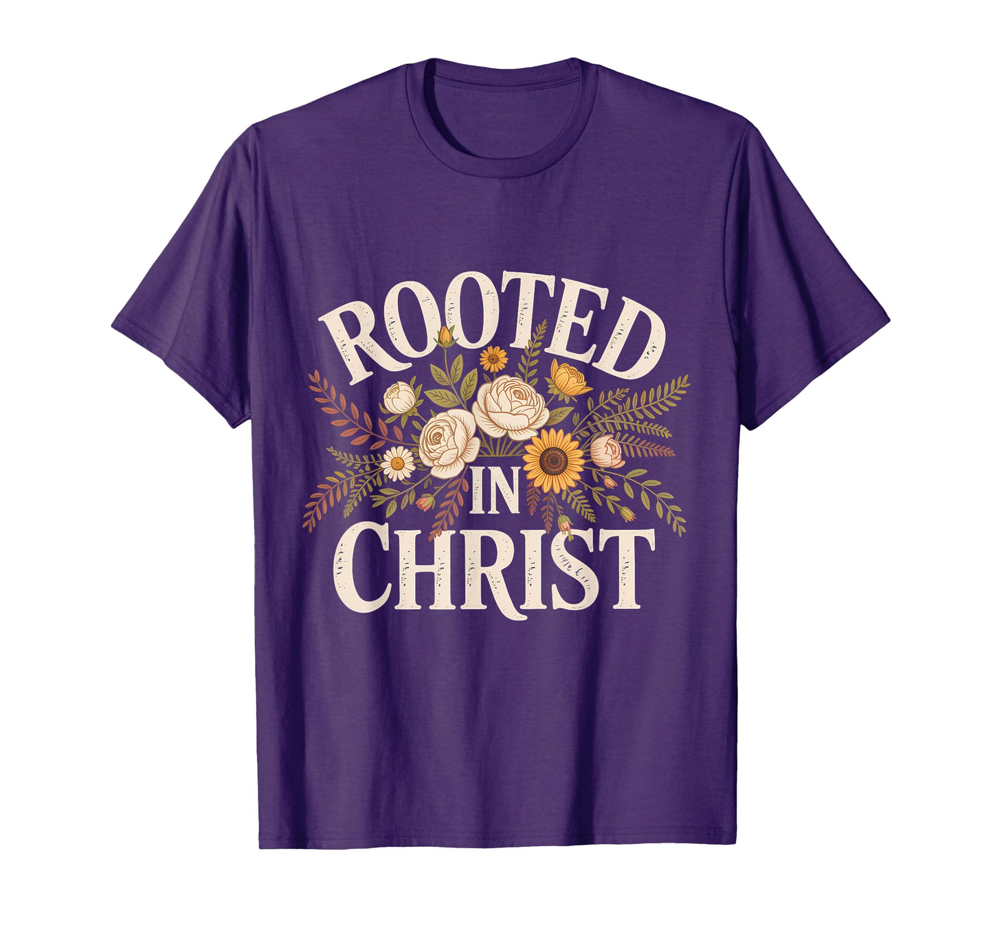Rooted in Christ Christian Faith Jesus Cross T-Shirt