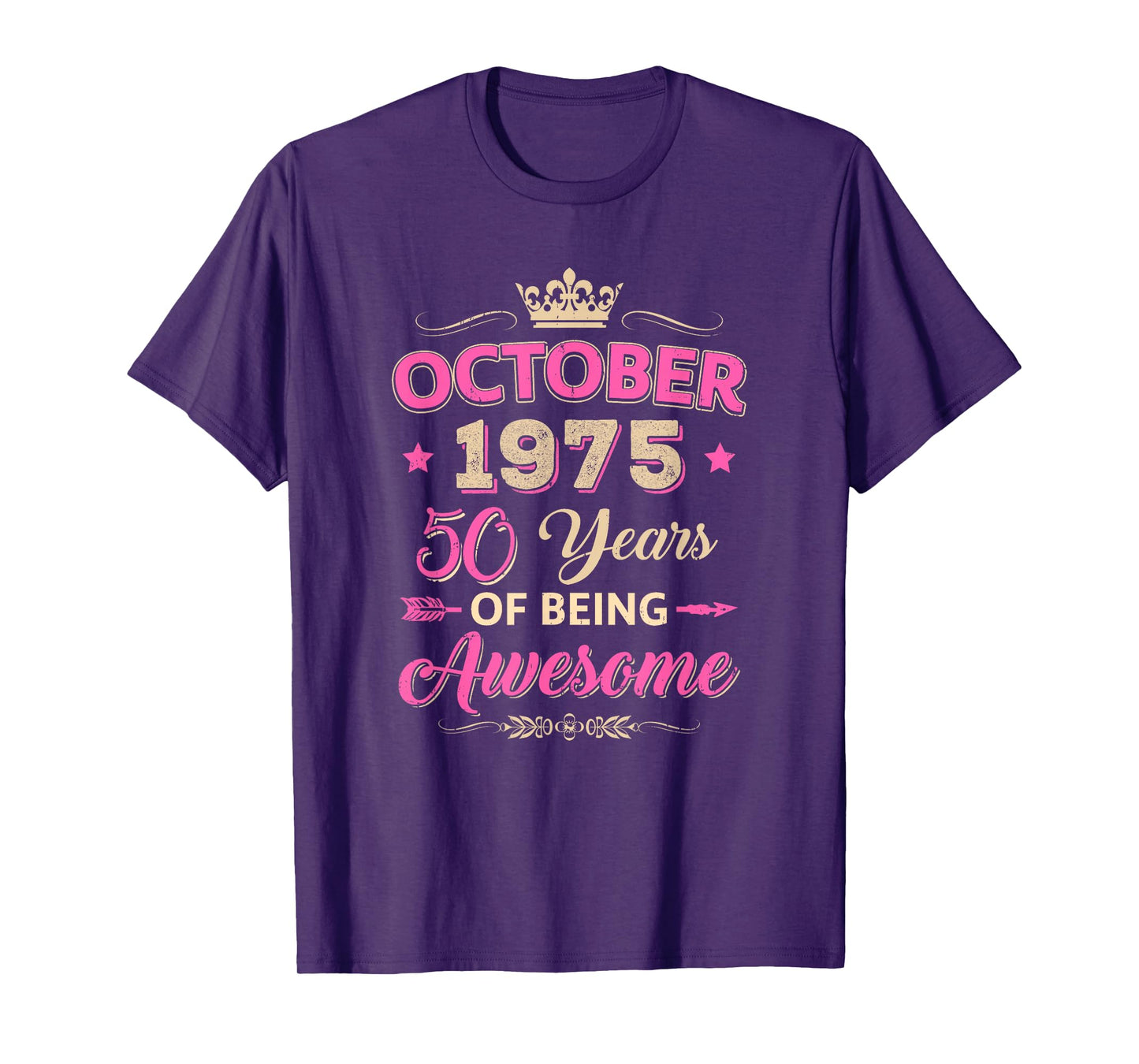 October 1975 50 Years of Being Awesome Retro 50Th Birthday T-Shirt