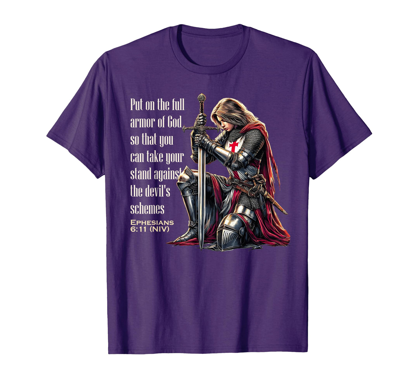 Templar Women Knight Christian Bible Verse Saying Lord T-Shirt