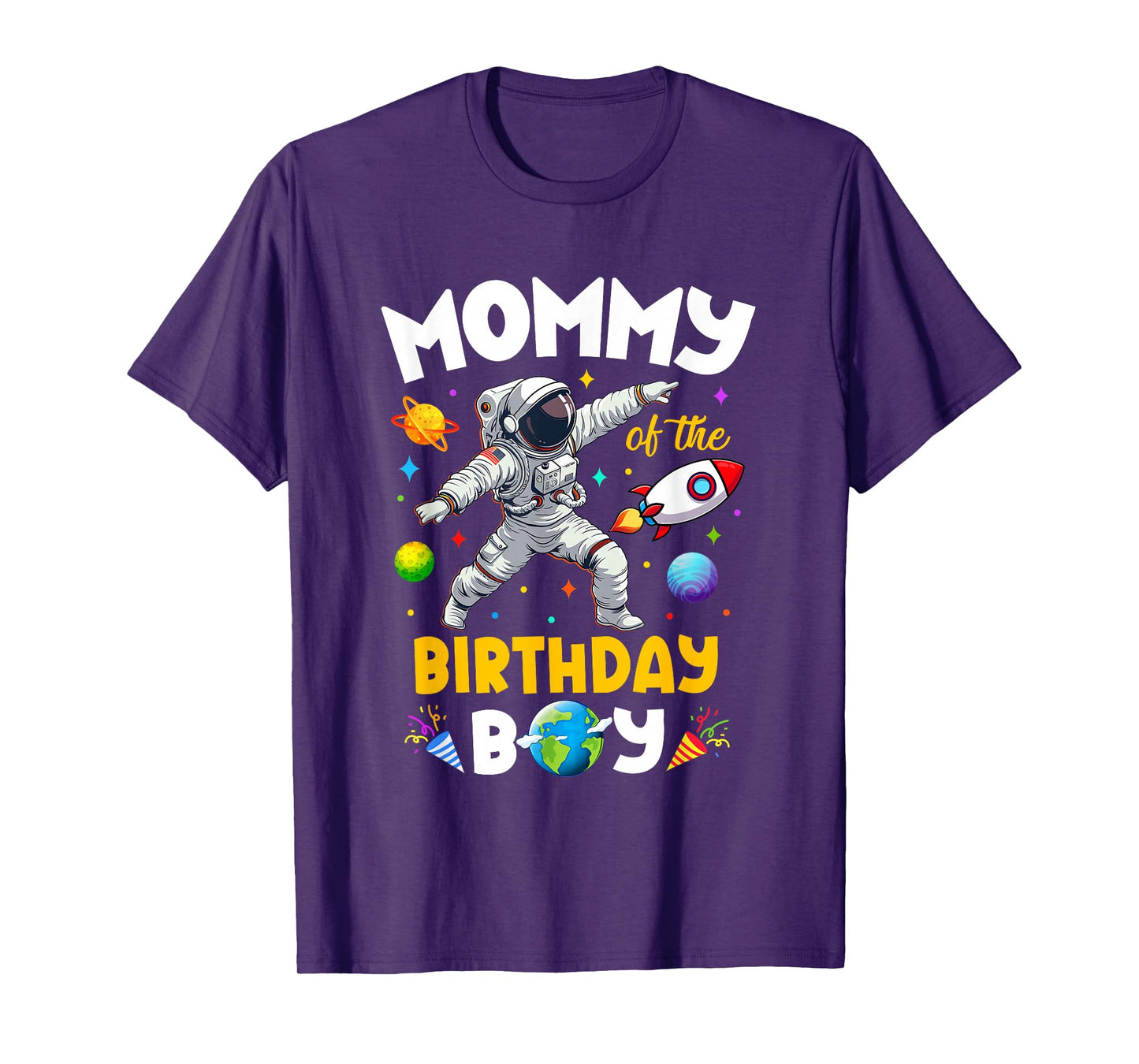 Mommy Of The Birthday Boy Astronaut Outer Space Birthday T-Shirt