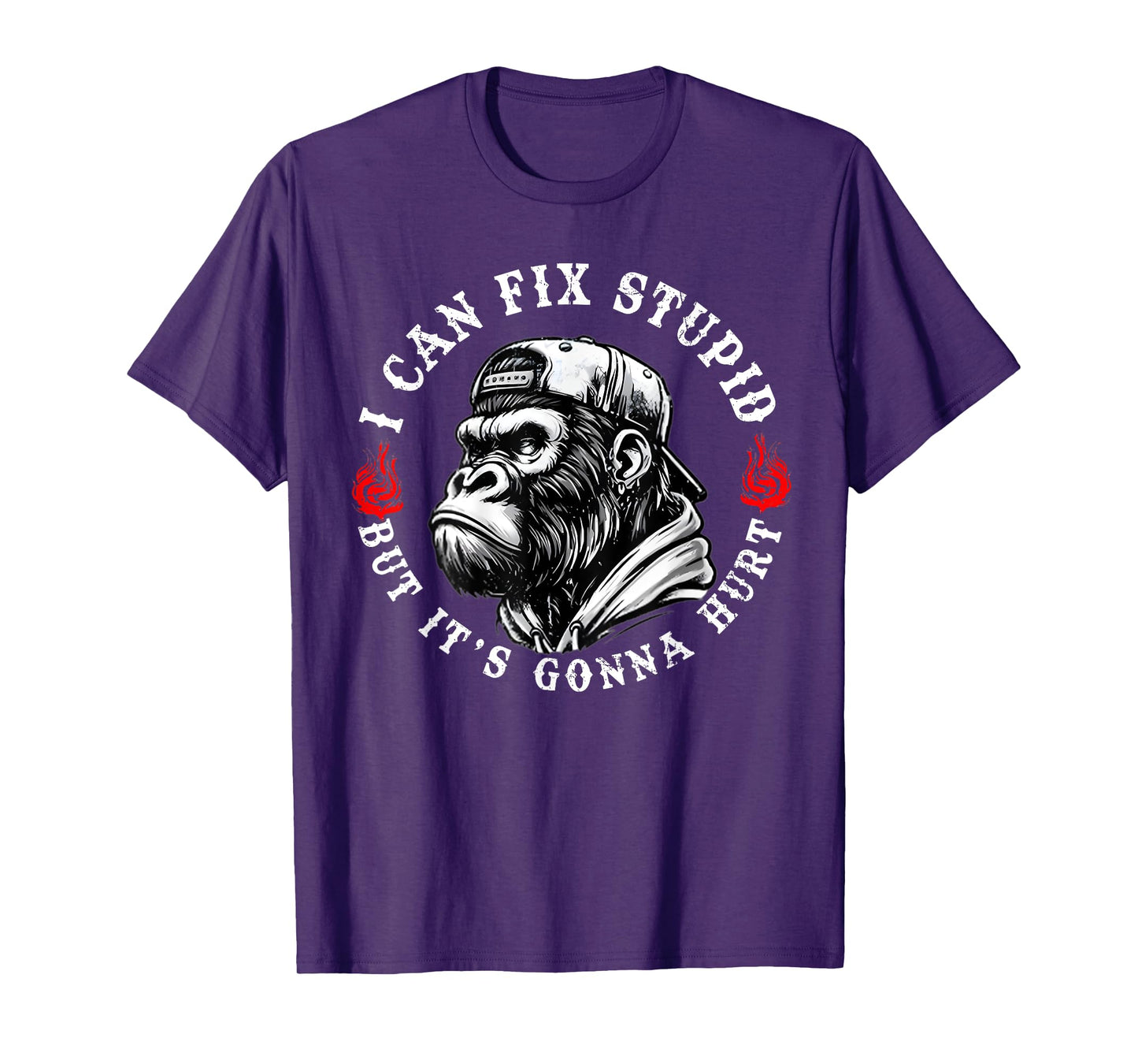I Can Fix Stupid But It's Gonna Hurt Monkey Vintage Funny T-Shirt