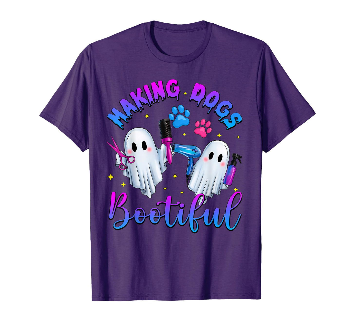 Making Dogs Bootiful Ghost Pet Groomer Halloween Men Women T-Shirt