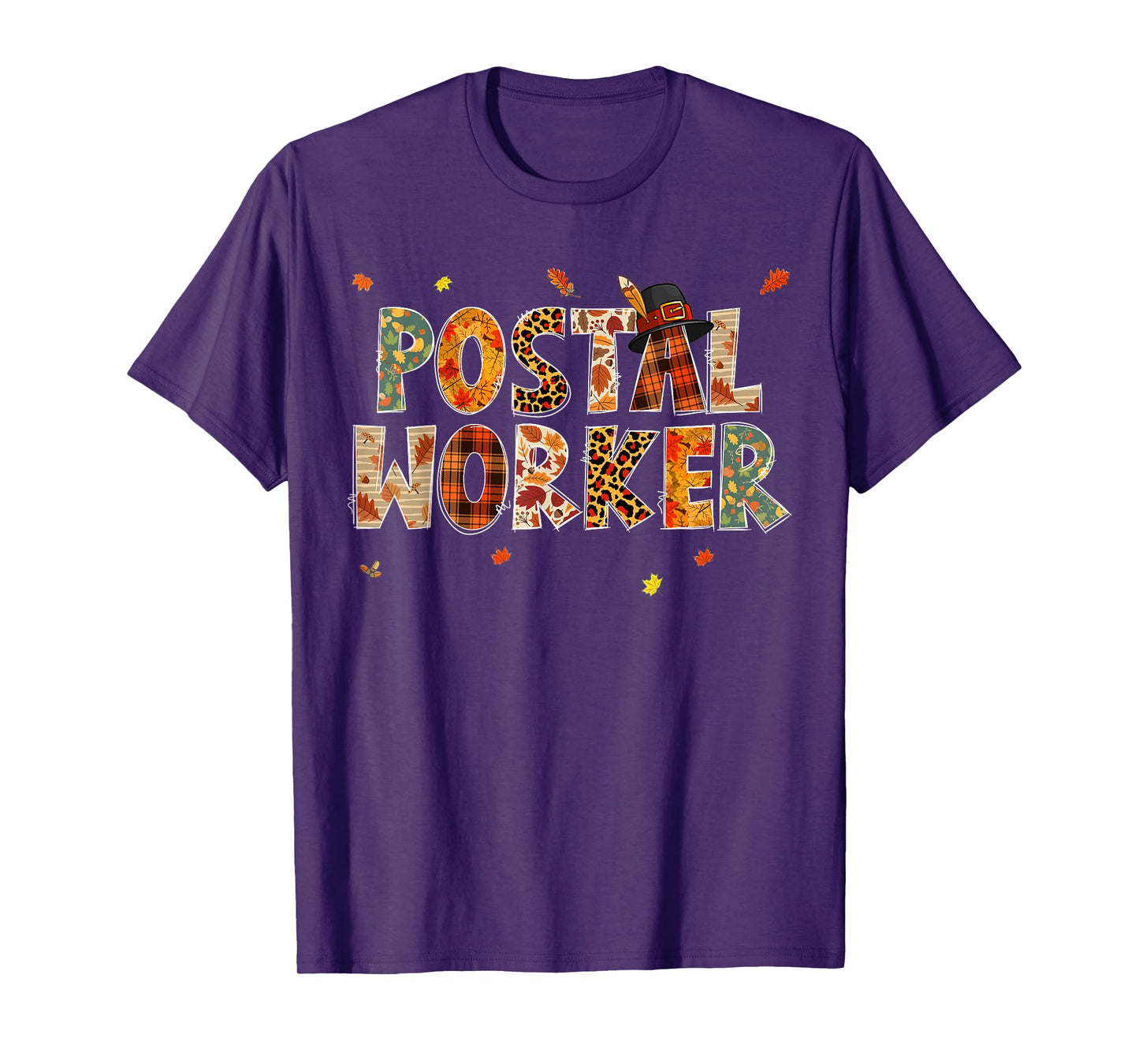 Funny Postal Worker Pumpkin Autumn Tree Fall Leaves T-Shirt