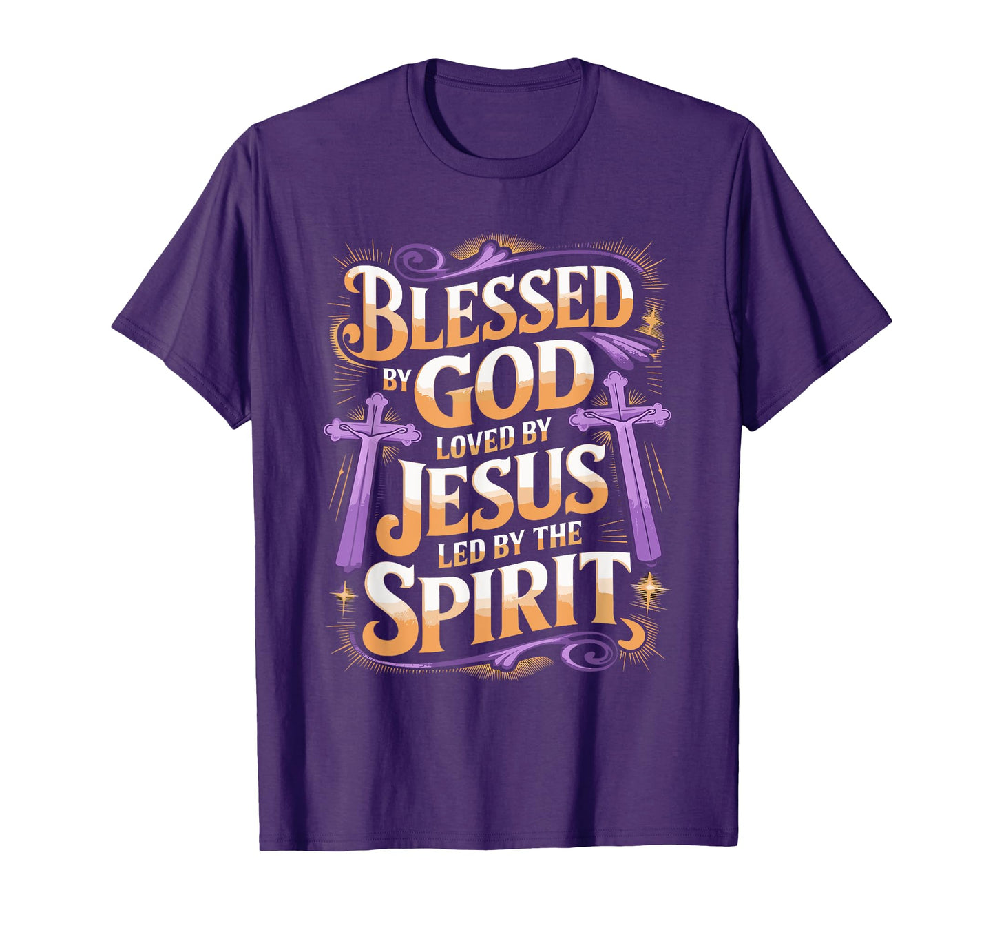 Purple Floral Cross Faith Affirmations for Christians T-Shirt