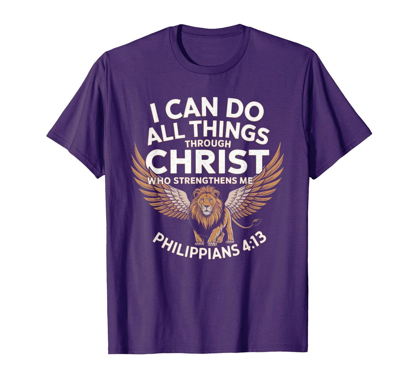 Christian Tshirt Philippians 4:13 Religious Lion Strengthens T-Shirt