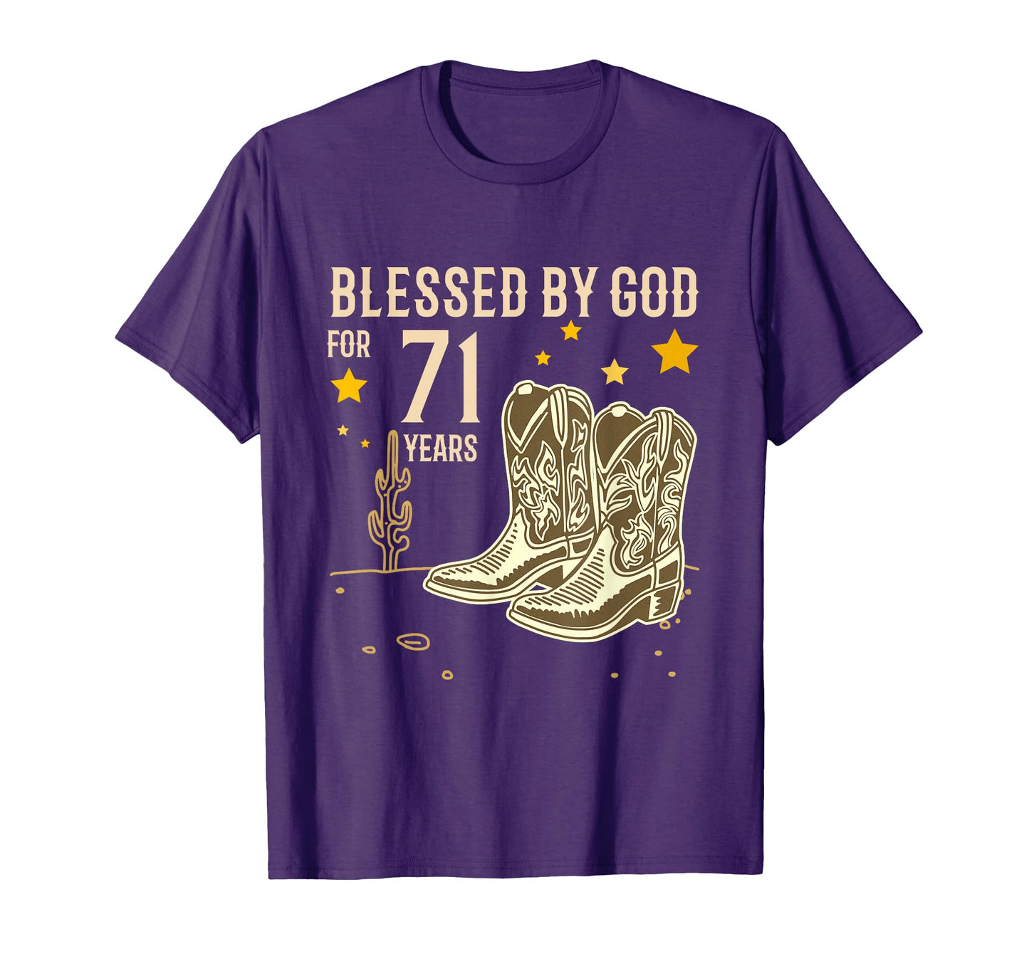 Vintage Blessed by God for 71 Years Cowboy 71st Birthday Men T-Shirt