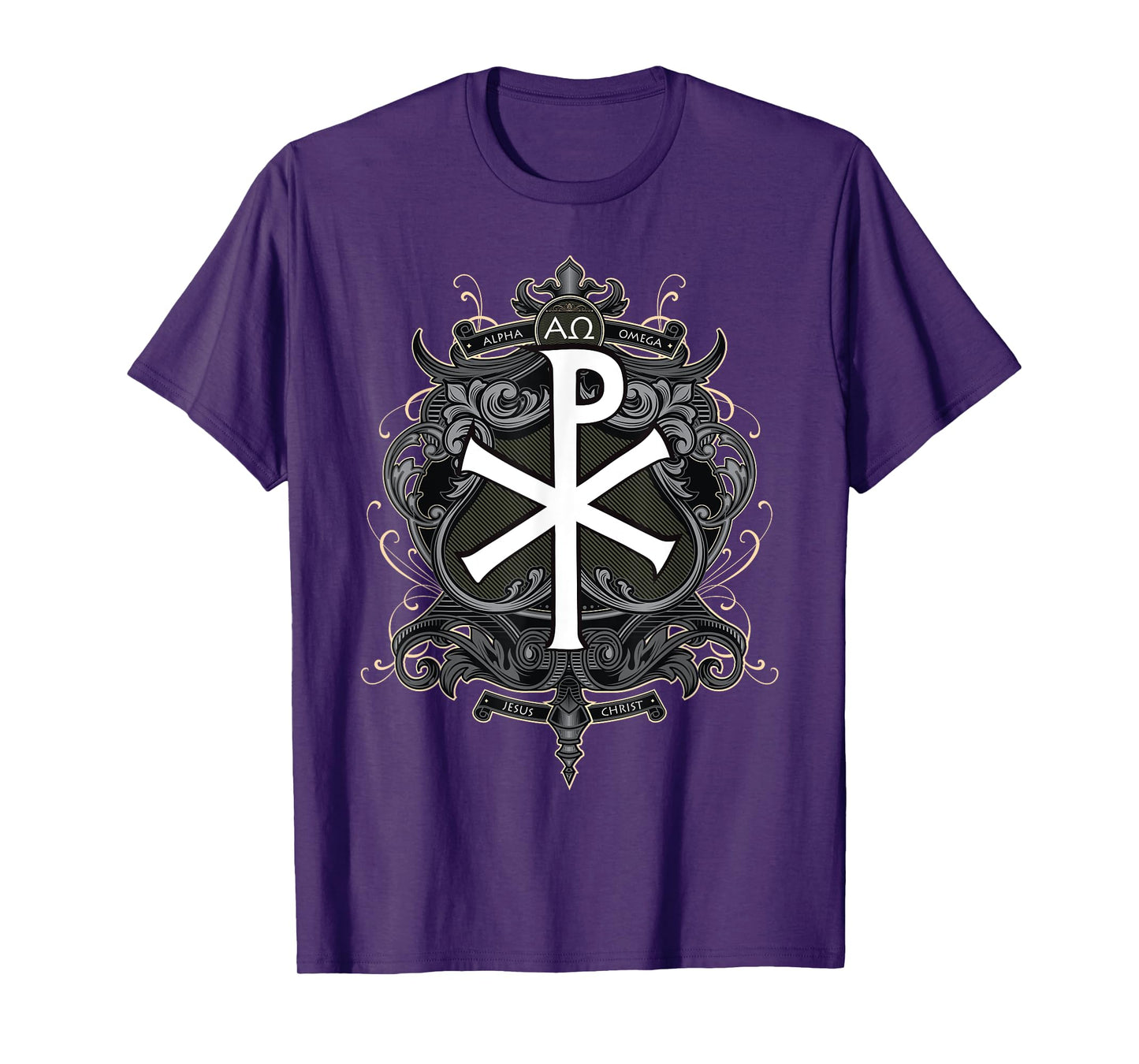 Christogram Jesus Christ Symbol Chi Ro Alpha Omega Catholic T-Shirt