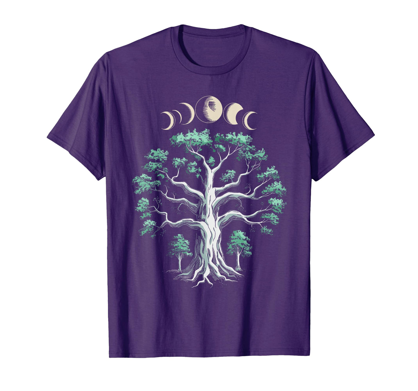 Moon Phases Tree Viking Symbol Gift Norsemen Danish Root T-Shirt