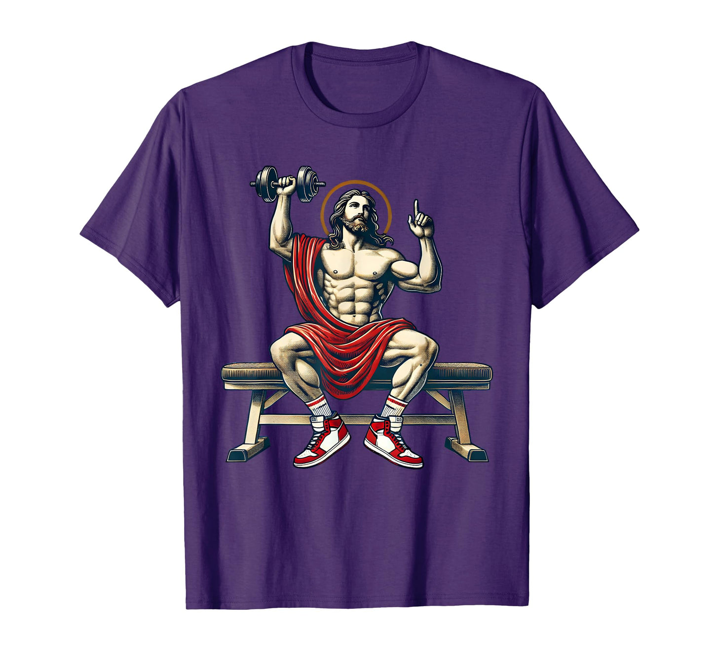 Trendy Lord Jesus Bodybuilding Workout Jesus Lifting Weights Funny Christian Unisex-Adults Workout T-Shirt Black Small