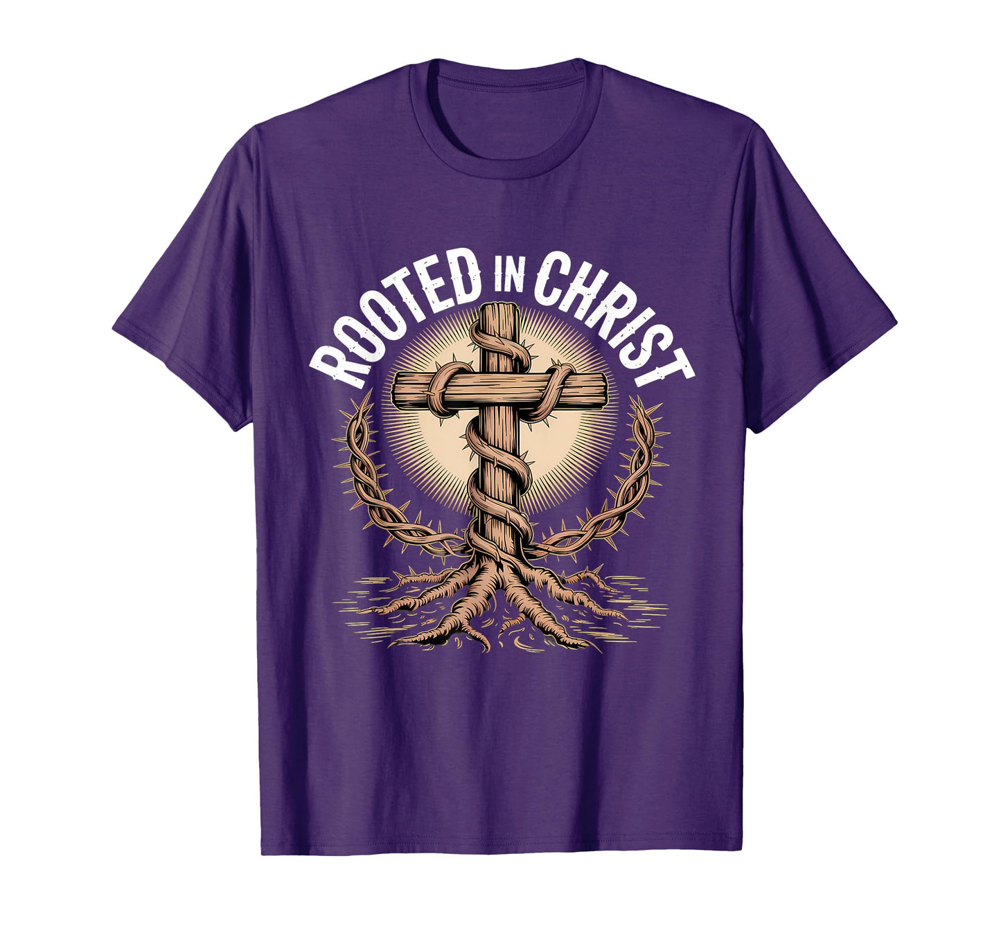 Rooted in Christ Jesus Christian Faith Cross T-Shirt