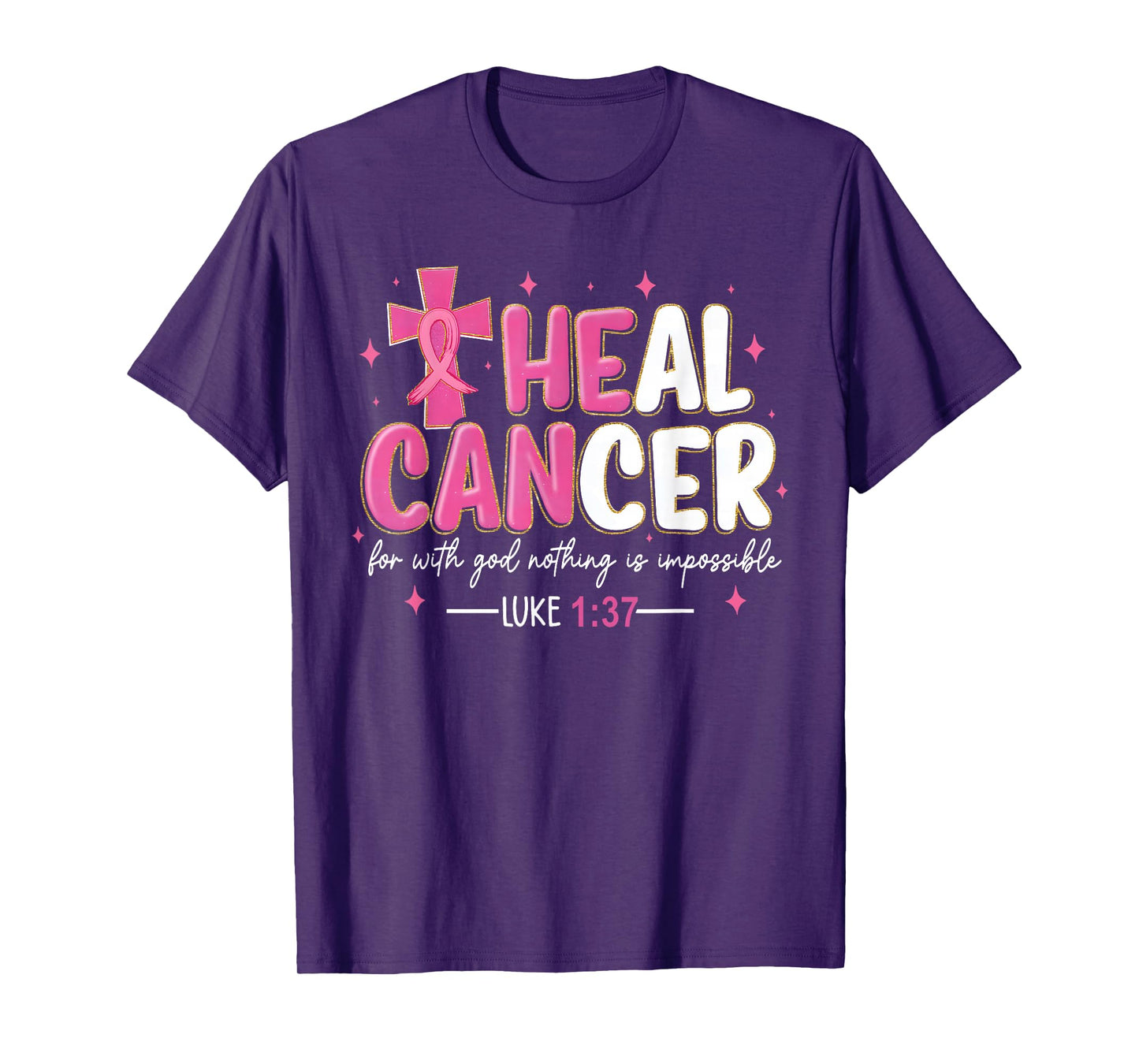 Heal Cancer Believe God Christian Breast Cancer Awareness T-Shirt