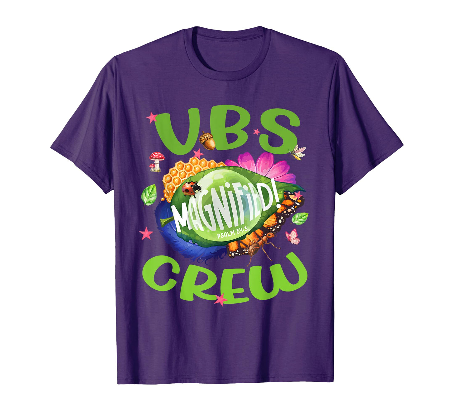 VBS Crew Magnified Psalm 34:3 Christian Bug Summer Faith T-Shirt