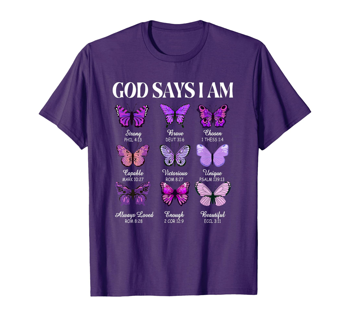 God Says I Am Butterfly Christian Women Girls Kids Religious T-Shirt