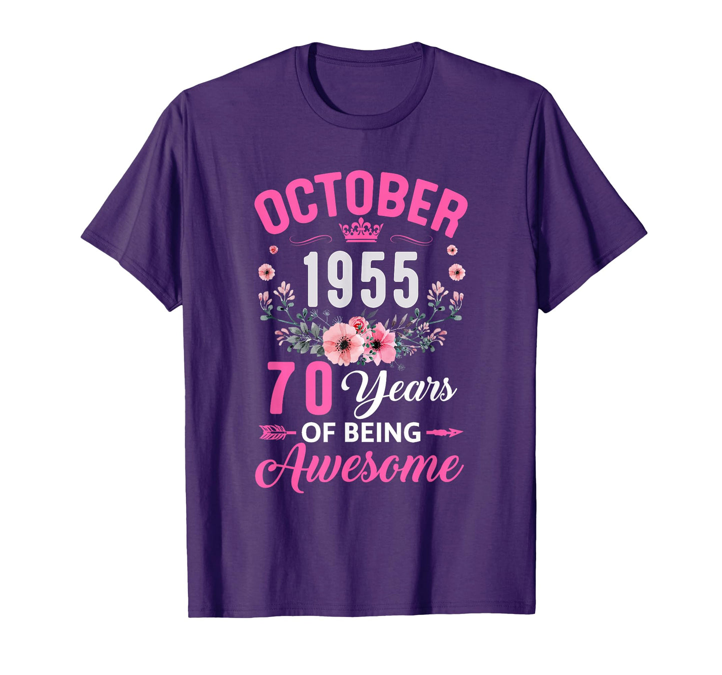 Awesome Since 1955 70 Years Old October 70Th Birthday Women T-Shirt