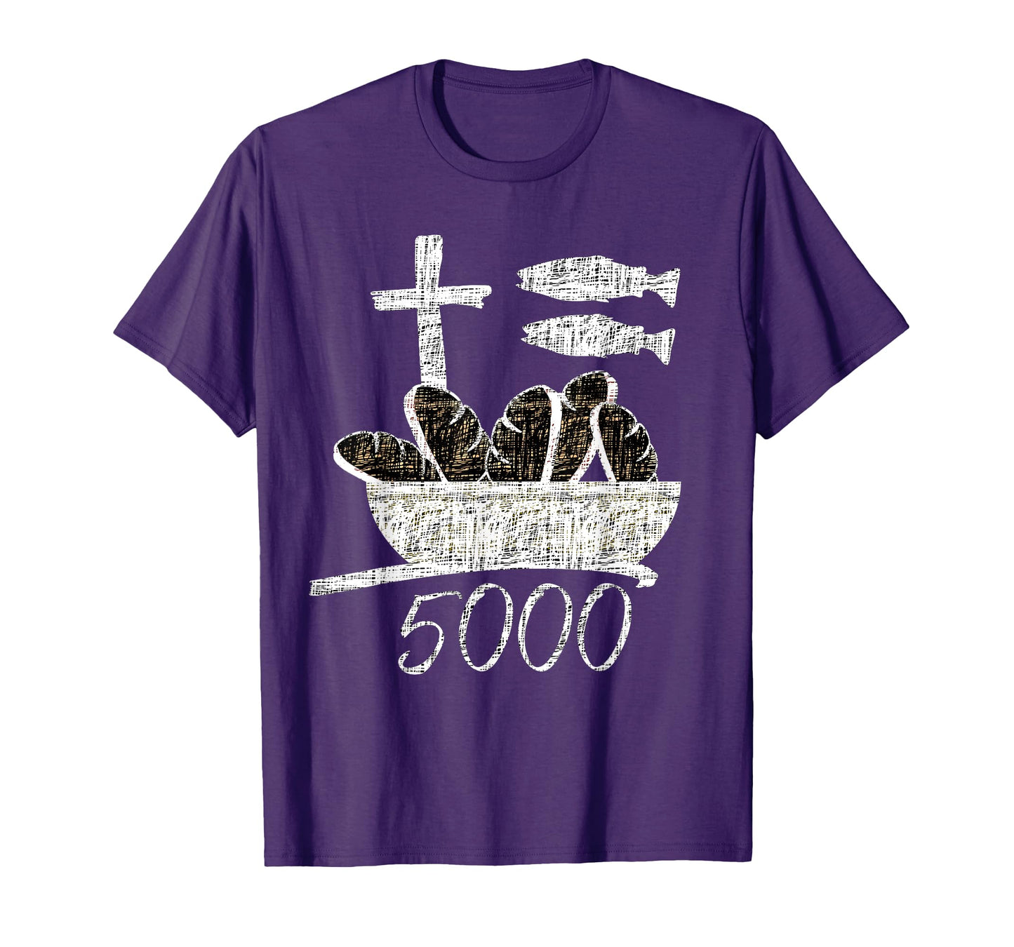 2 Fishes 5 Breads Bible Verses Jesus Feeds 5000 Christians T-Shirt