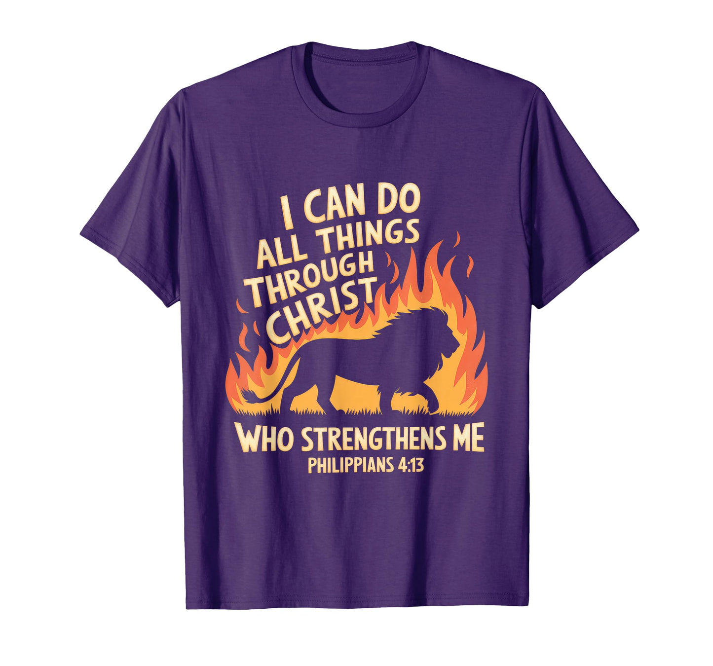 Christian Tshirt Philippians 4:13 Religious Lion Strengthens T-Shirt