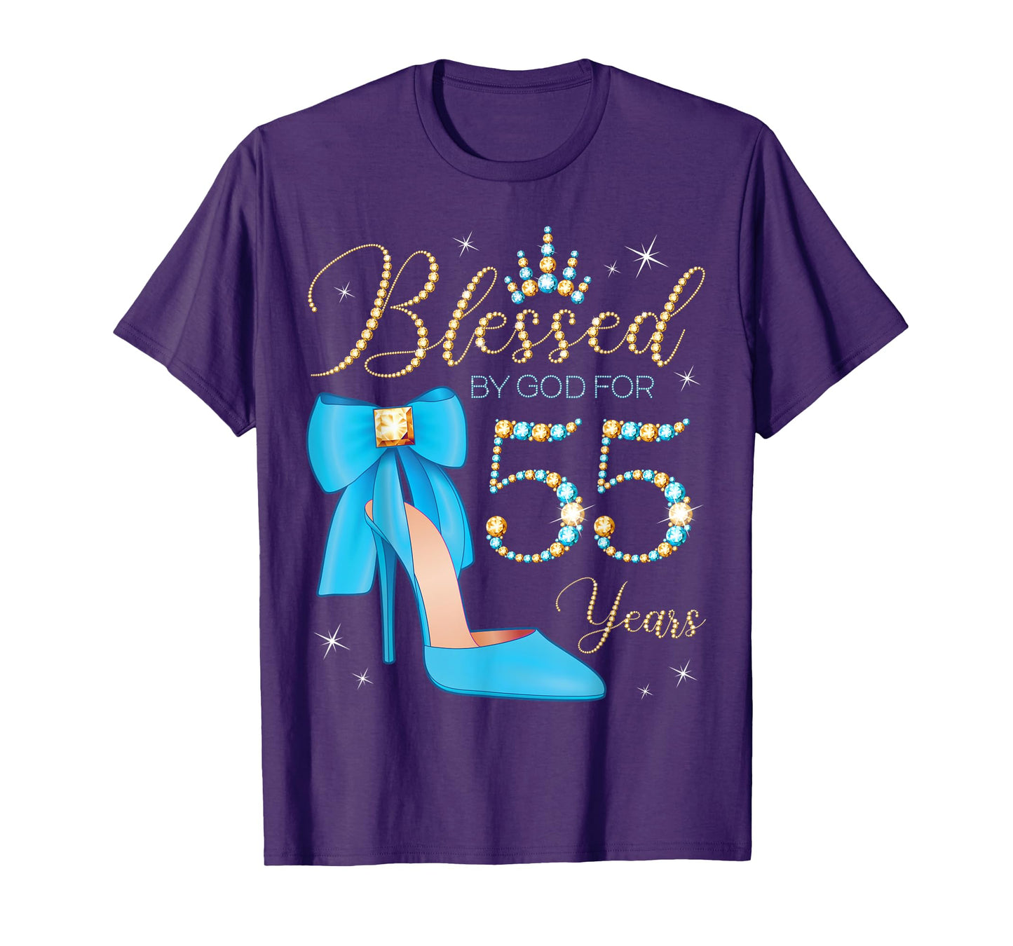 Blessed By God For 55 Years Old 55th Birthday Party Queen T-Shirt
