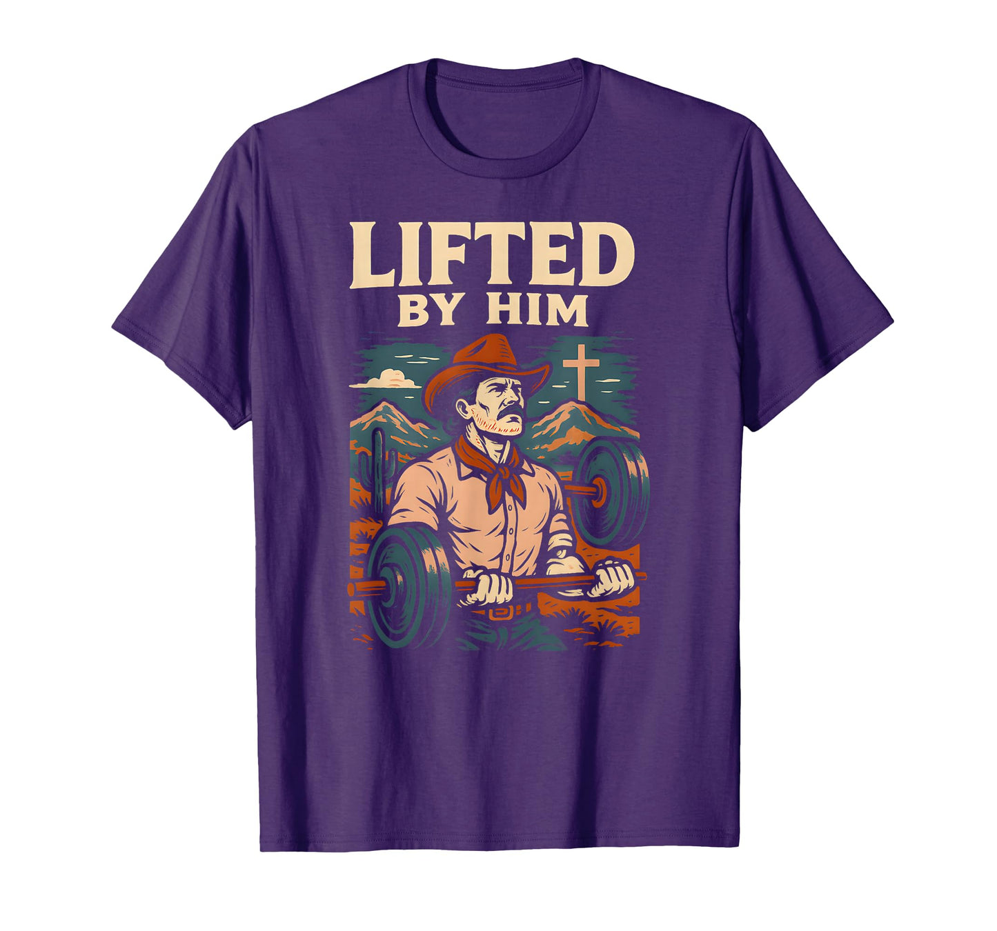 Fitness Lifted by Him Cool Mens Christian Faith T-Shirt