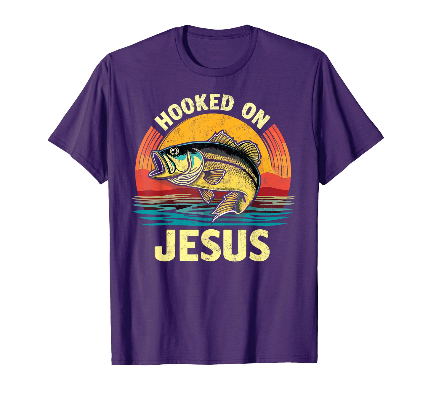 Hooked on Jesus Bible Verse Christian Fisherman Bass Fishing T-Shirt