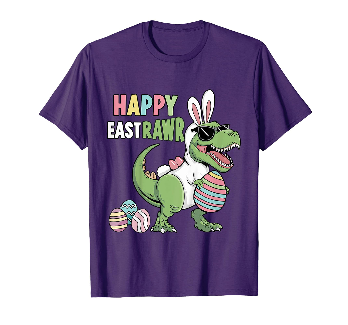 Kids Happy eastrawr with t-rex dinosaur for kids toddler easter T-Shirt