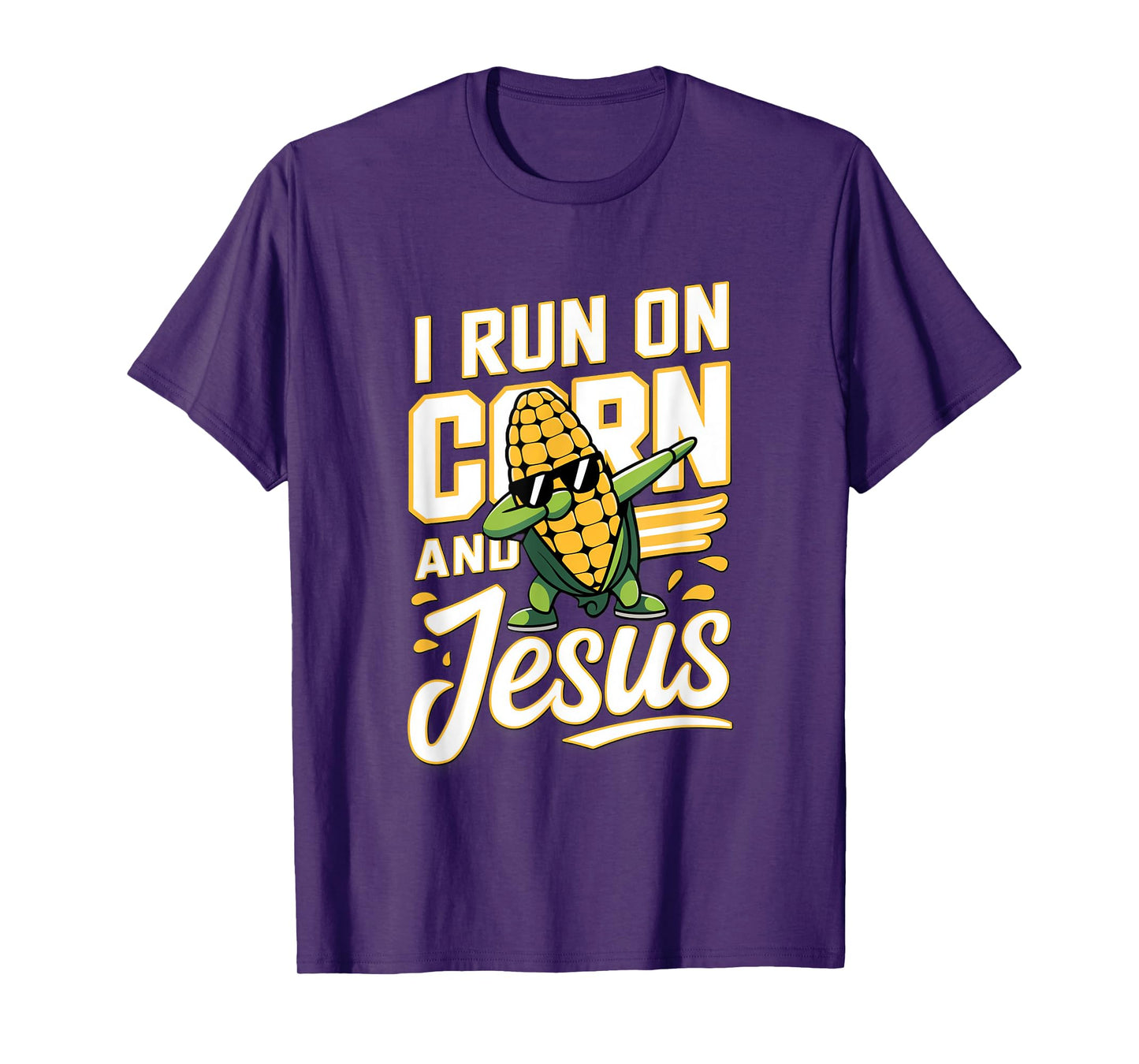 Corn Cob I run on Corn and Jesus Funny Corn T-Shirt