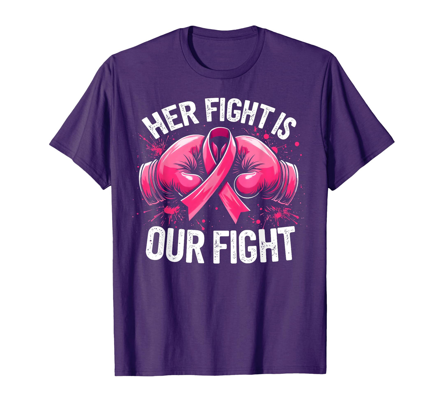 Her Fight Is Our Fight Boxing Gloves Breast Cancer Awareness T-Shirt
