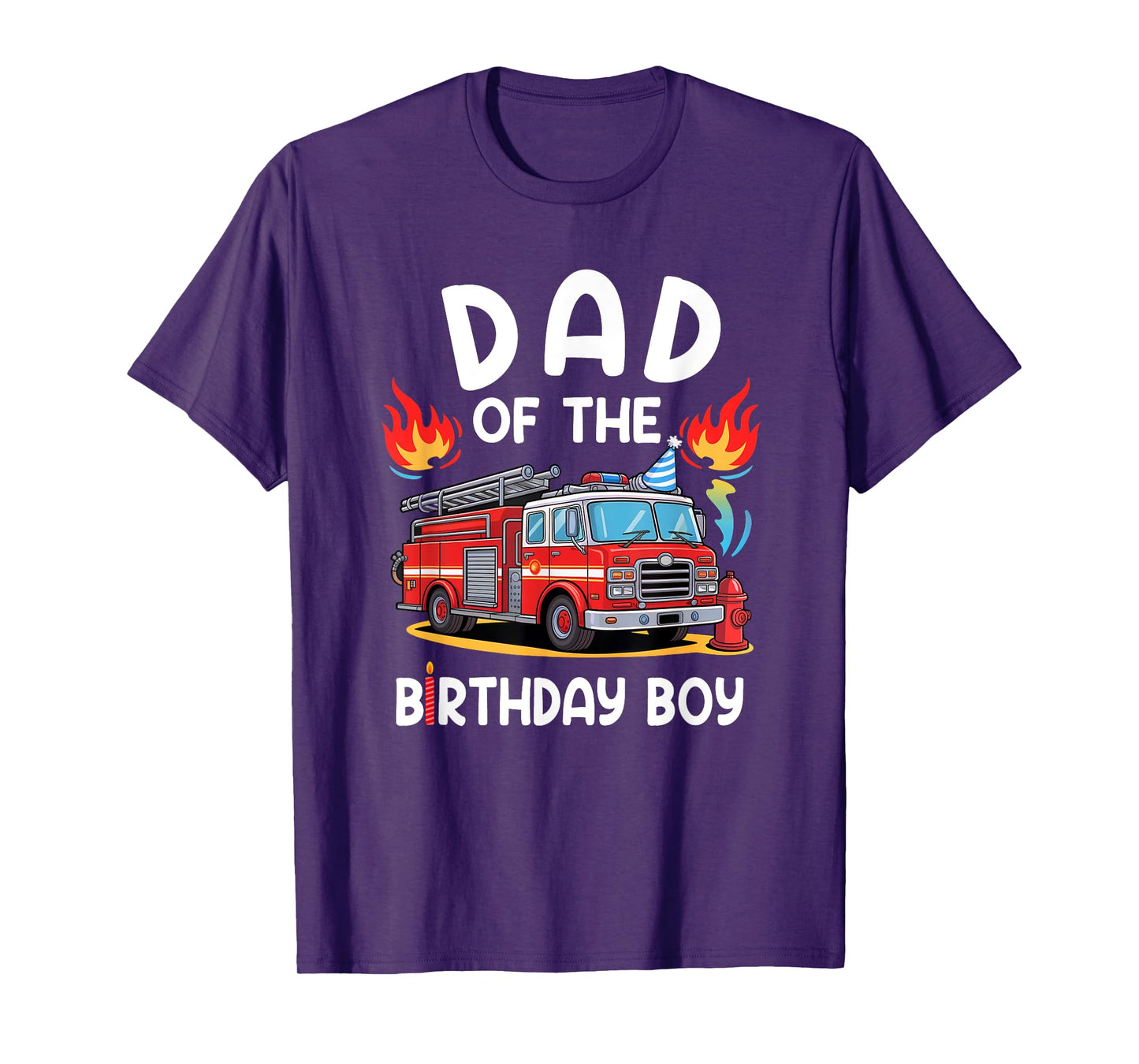 Dad Of The Birthday Boy Fire Truck Firefighter 1St Party T-Shirt
