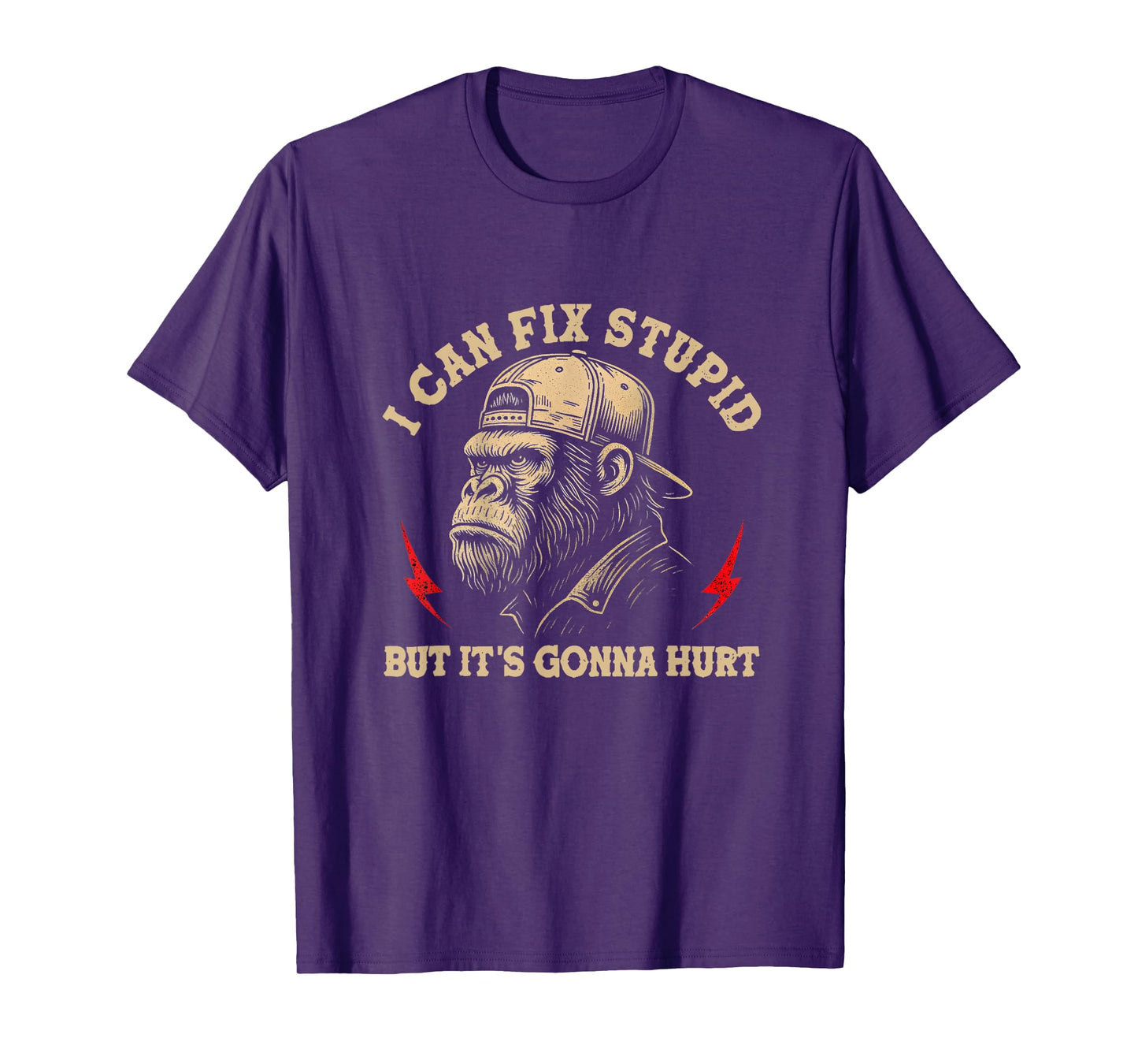 I Can Fix Stupid But It's Gonna Hurt Monkey Vintage Funny T-Shirt