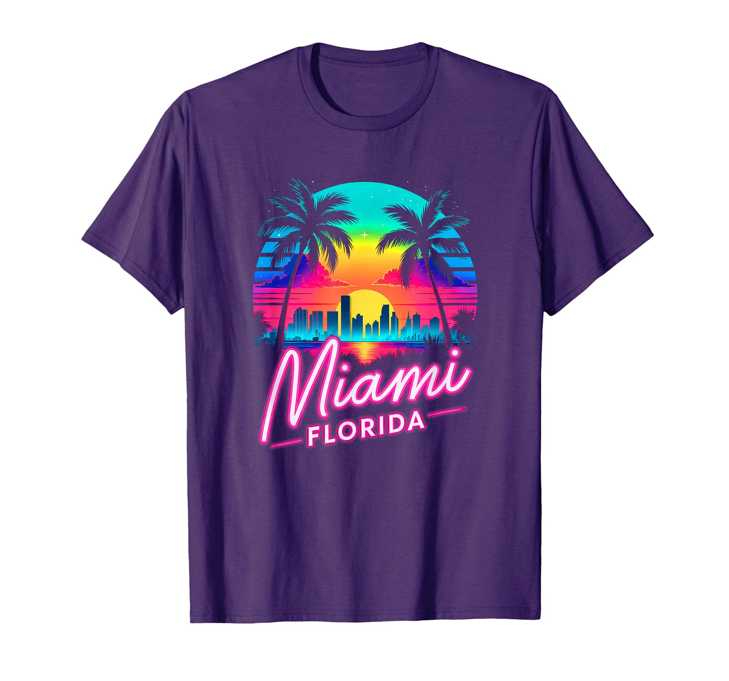 Vintage Miami Beach Retro City Florida Vacation Sunset T-Shirt