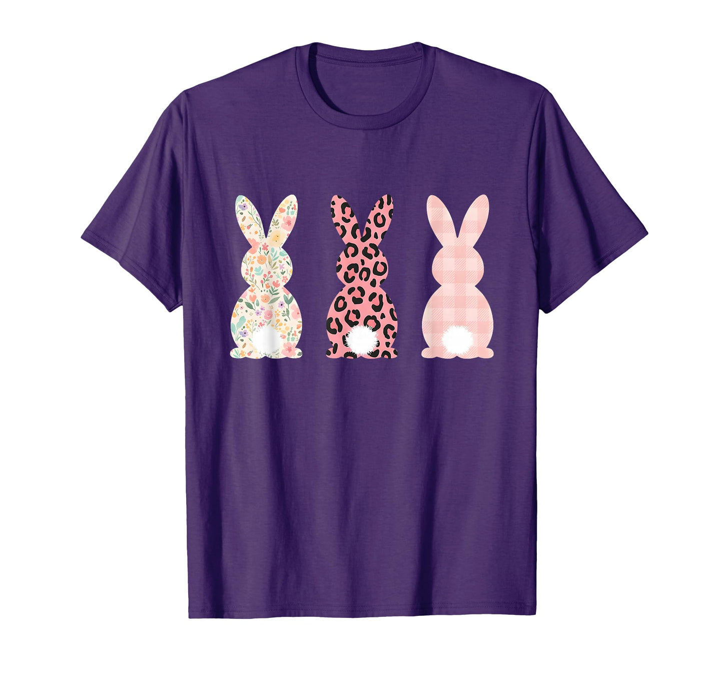 Cute pink leopard plaid easter bunny rabbit T-Shirt