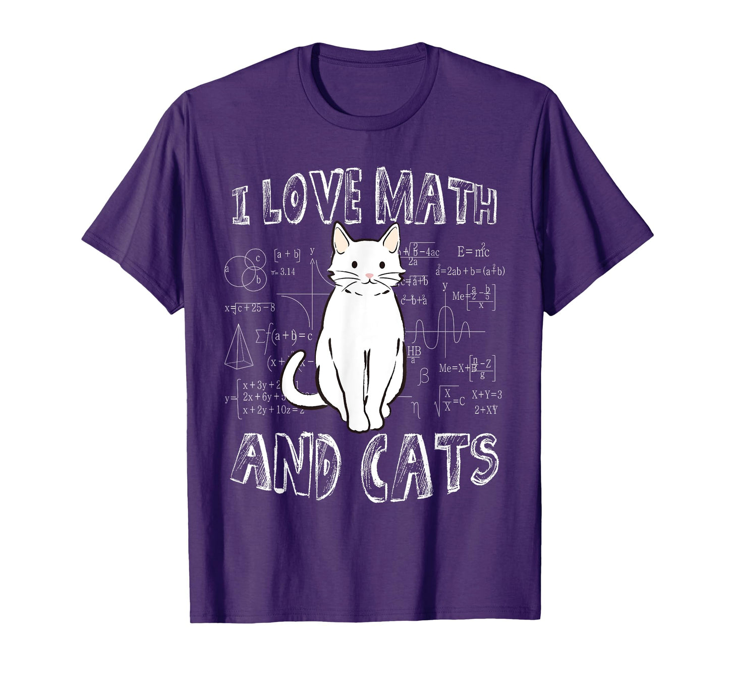 I Love Math And Cats Cute Funny Pet Lover Teacher Student T-Shirt